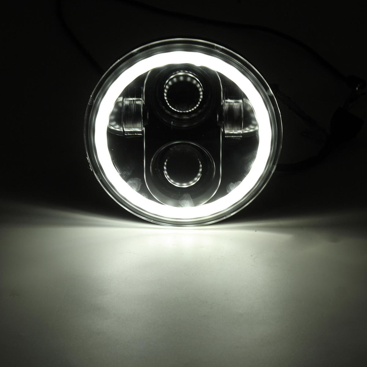 5.75" 75W 6000K DRL Amber Halo Angle Eyes Projector LED Round Headlights Low/High Beam Turn signal Light