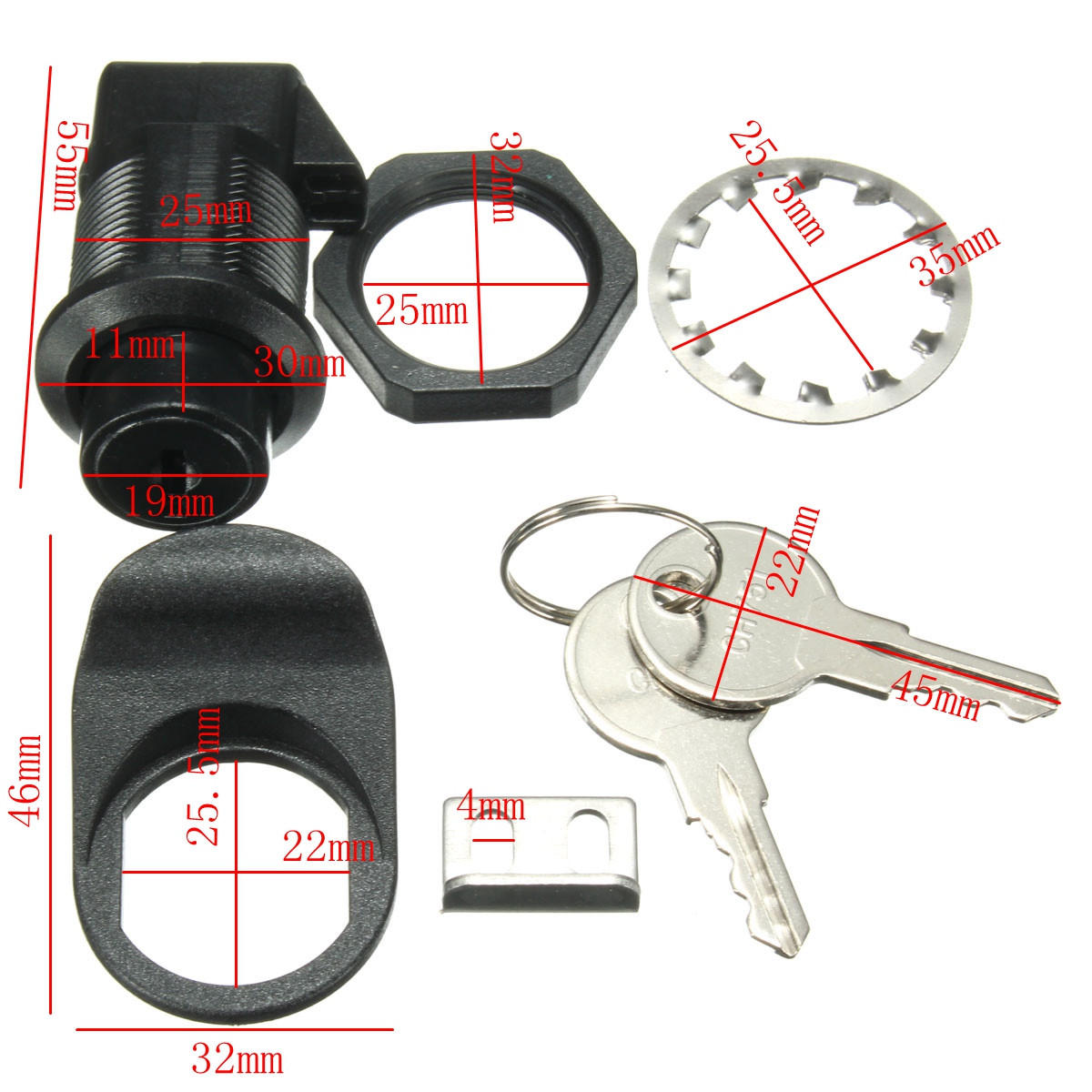 Push Button Latch with Key For Motorcycle Boat Door Gloveboxes Lock