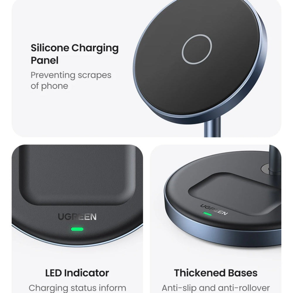 2-in-1 Magnetic Wireless Charger with USB-C Cable for iPhone 15/14/13/12 & Bluetooth Earphones, 20W Max Output