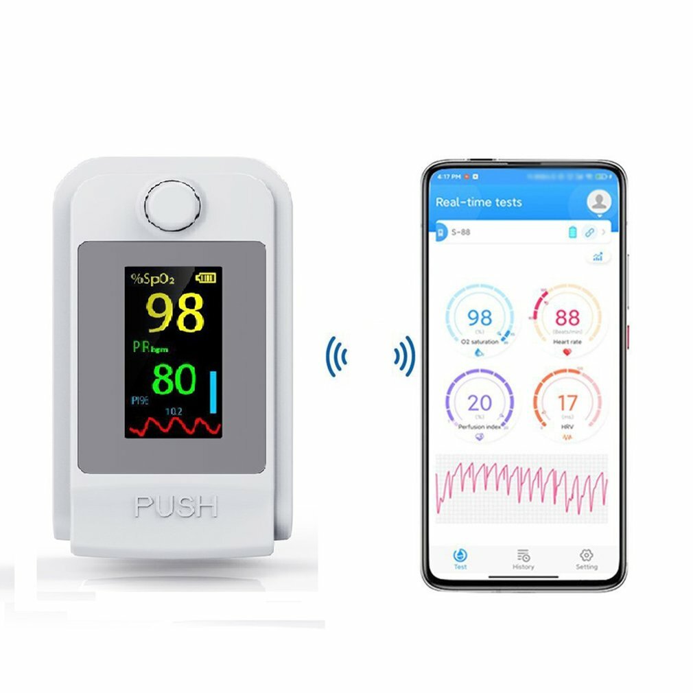 Bluetooth Fingertip Pulse Oximeter Oximetry Blood Oxygen Saturation Monitor OLED Pulsoksymetr SPO2 PR Heart Rate Monitor