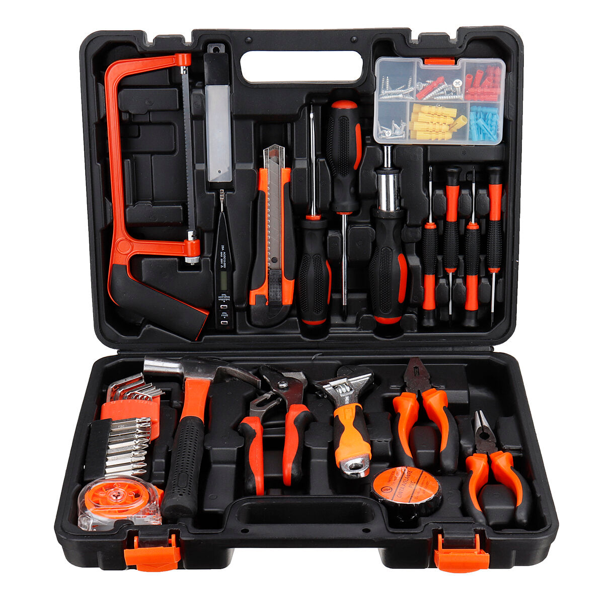 9/25/82/100 Pcs Household Repair Tool Kit Set Hammer Ruler Hand Tool Kit With Plastic Toolbox