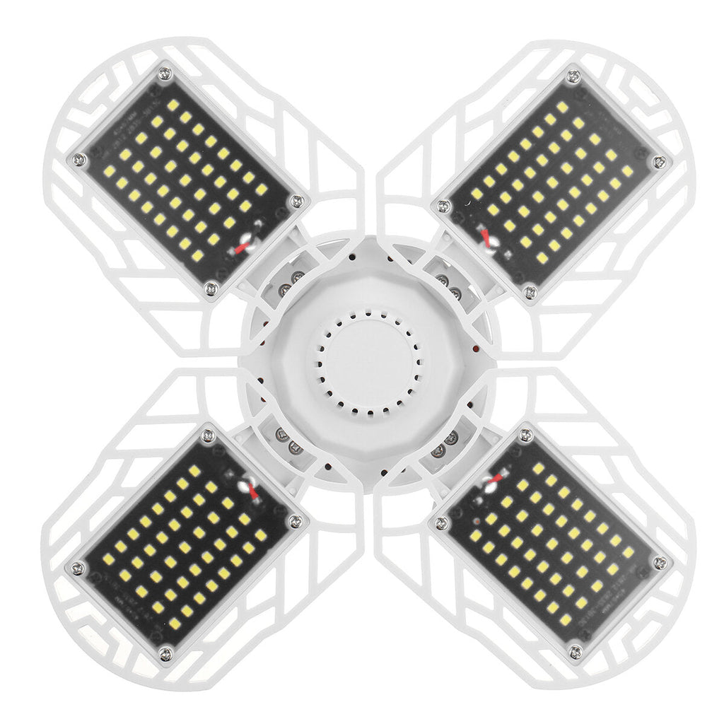 E27 80W LED Garage Lights Deformable Garage Ceiling Light LED Bulb 4 Deformable Panels