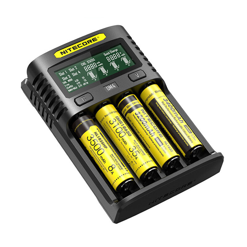 LCD Screen Display Lithium Battery Charger 4-Slots USB Charging Smart Rapid Battery Charger