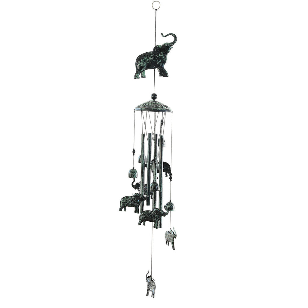 Green Retro Animal Iron Wind Chime With 4 Metal Tubes Metal Hanging Wind Bell