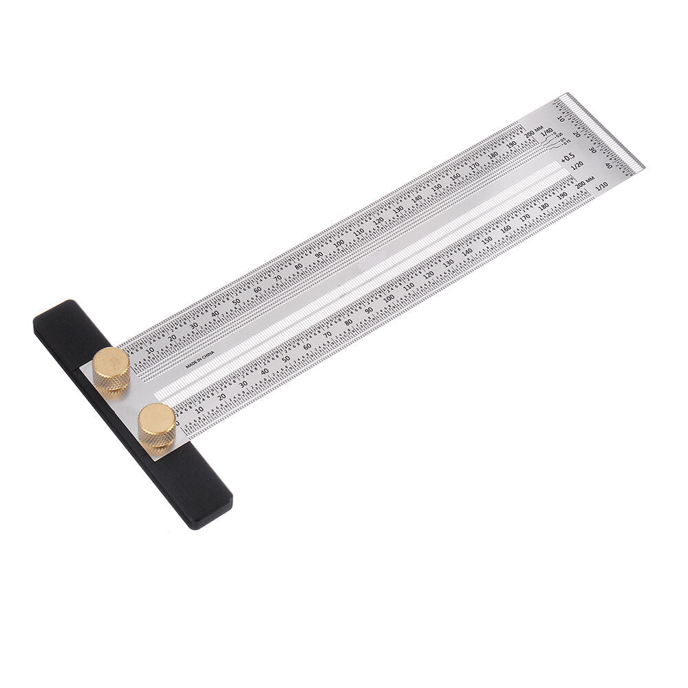 Stainless Steel Precision Marking T Ruler for Woodworking - 200/300/400mm Hole Positioning Measuring Tool