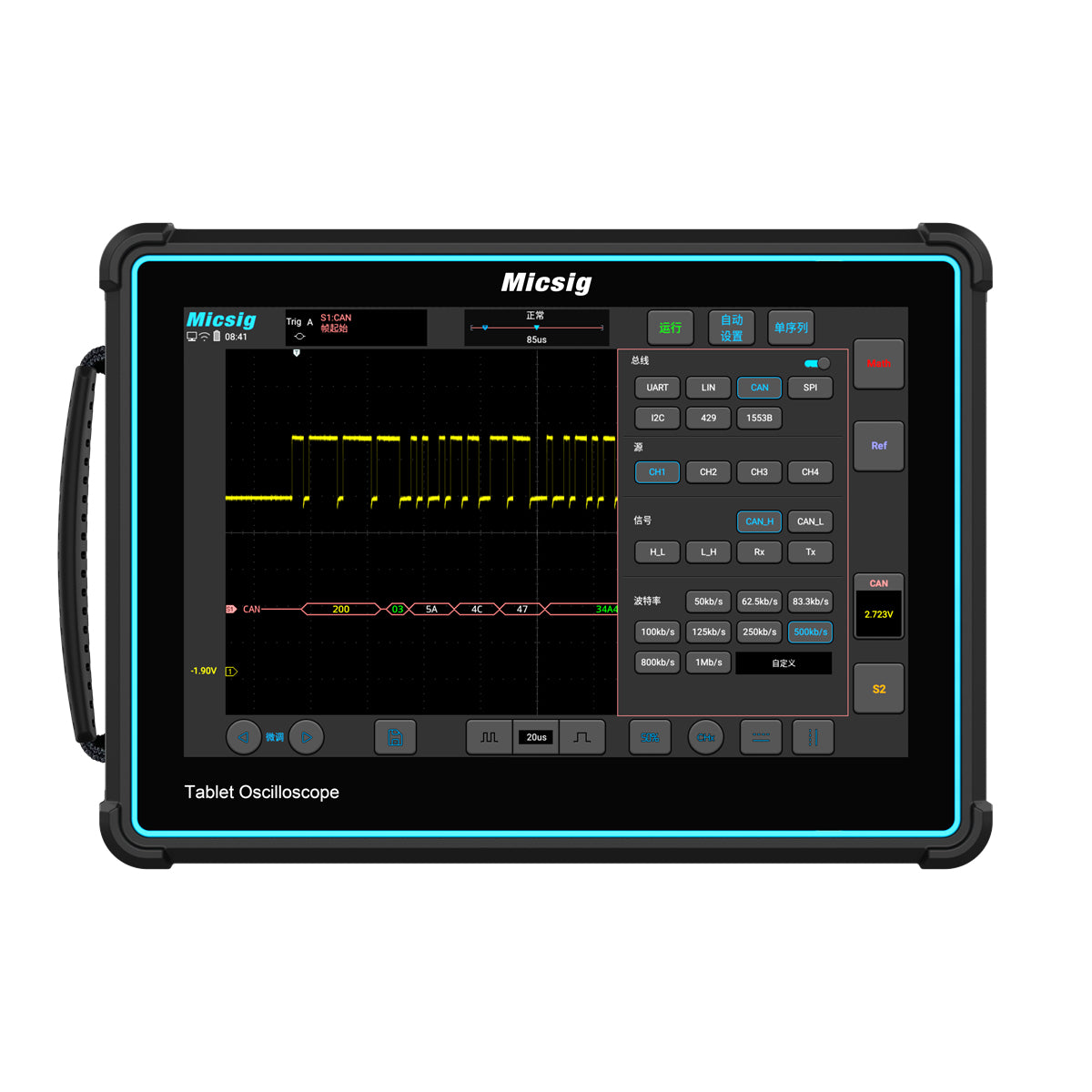Tablet Oscilloscope 200MHz Bandwidth 1GSa/s Sampling Rate 10.1 Inch Touchscreen High-Resolution Professional Diagnostic Tool