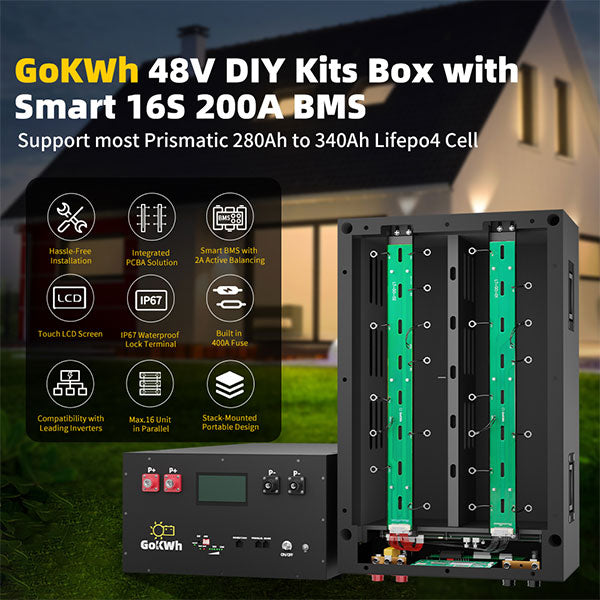 48V 320AH Energy Storage Box DIY Kit APP Bluetooth Remote Operation LED Bluetooth Status Indicator Charge Overcurrent Protection