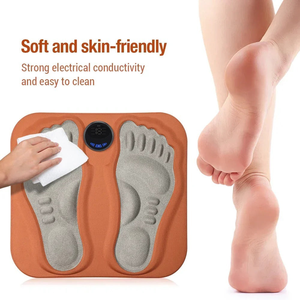 3D Foot Massager Pad with 8 Modes, 29 Intensities, RF Remote, Ergonomic Design for Relaxation & Slimming - Orange