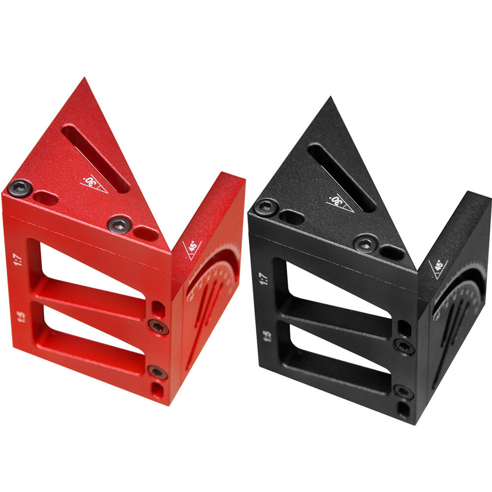 Multifunctional Woodworking Ruler - T-Shaped Marking, Angle Measurement, Dovetail Joint, Aluminum Alloy, Red/Black