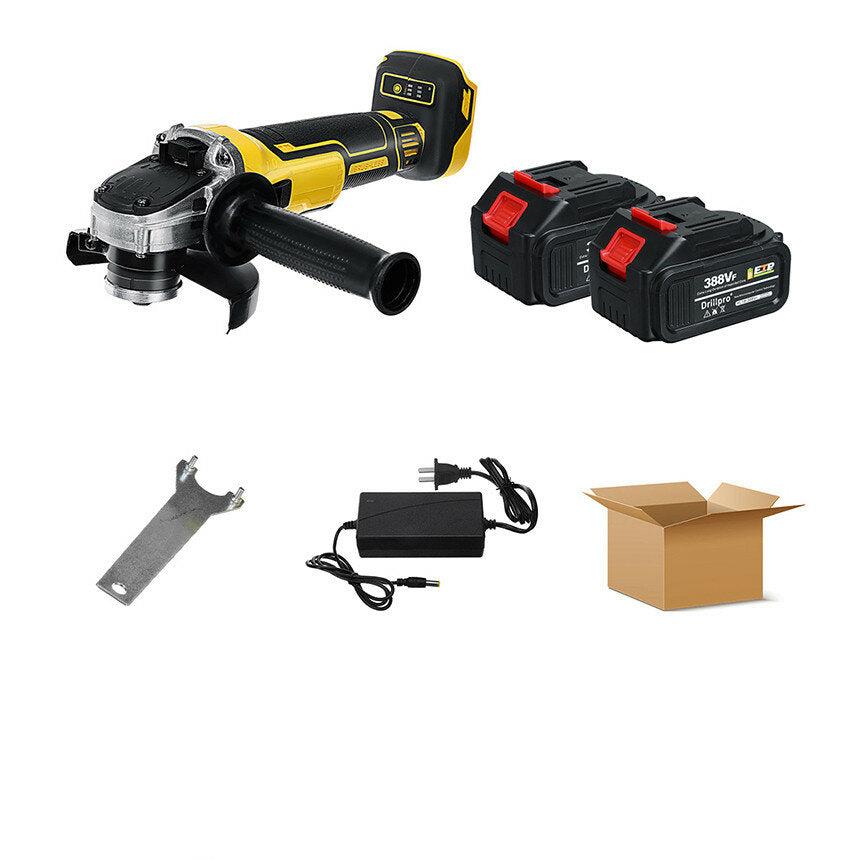 388VF 100mm/125mm Brushless Angle Grinder Wireless Rechargeable Wood Metal Cutting Polishing Tool W/ 1/2 Battery