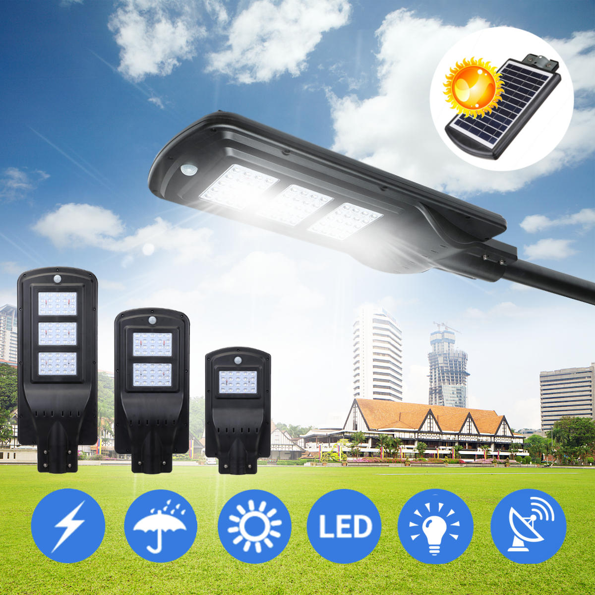 20W 40W 60W LED Wall Solar Street Light Induction Motion Sensor Outdoor Lamp
