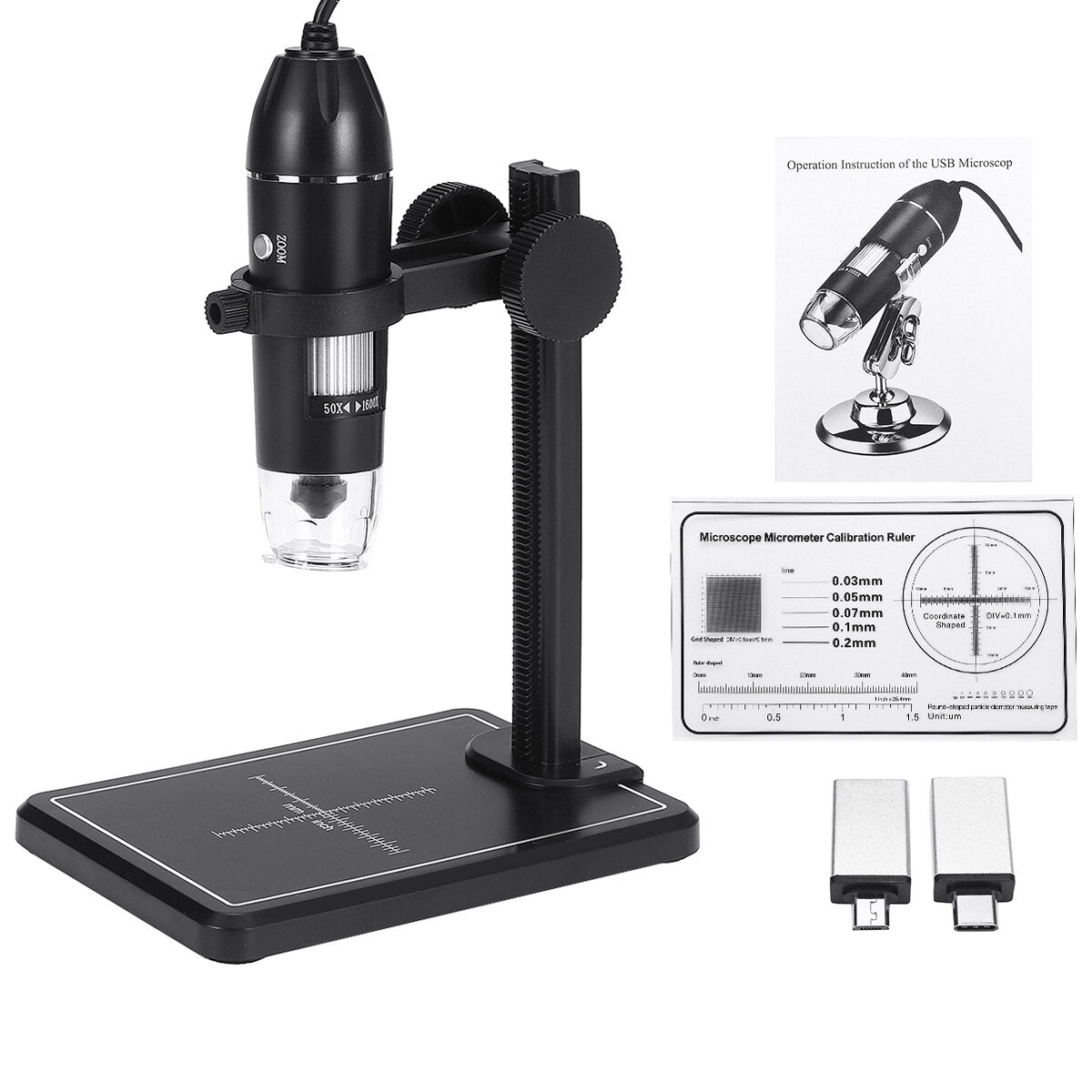 1600X 8LED 2MP USB Digital Microscope Borescope Magnifier Camera +Stand Holder