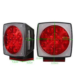 12V Truck Trailer LED Square Rear Brake Lamp Tail Plate Lights Stud Mount Red Orange White