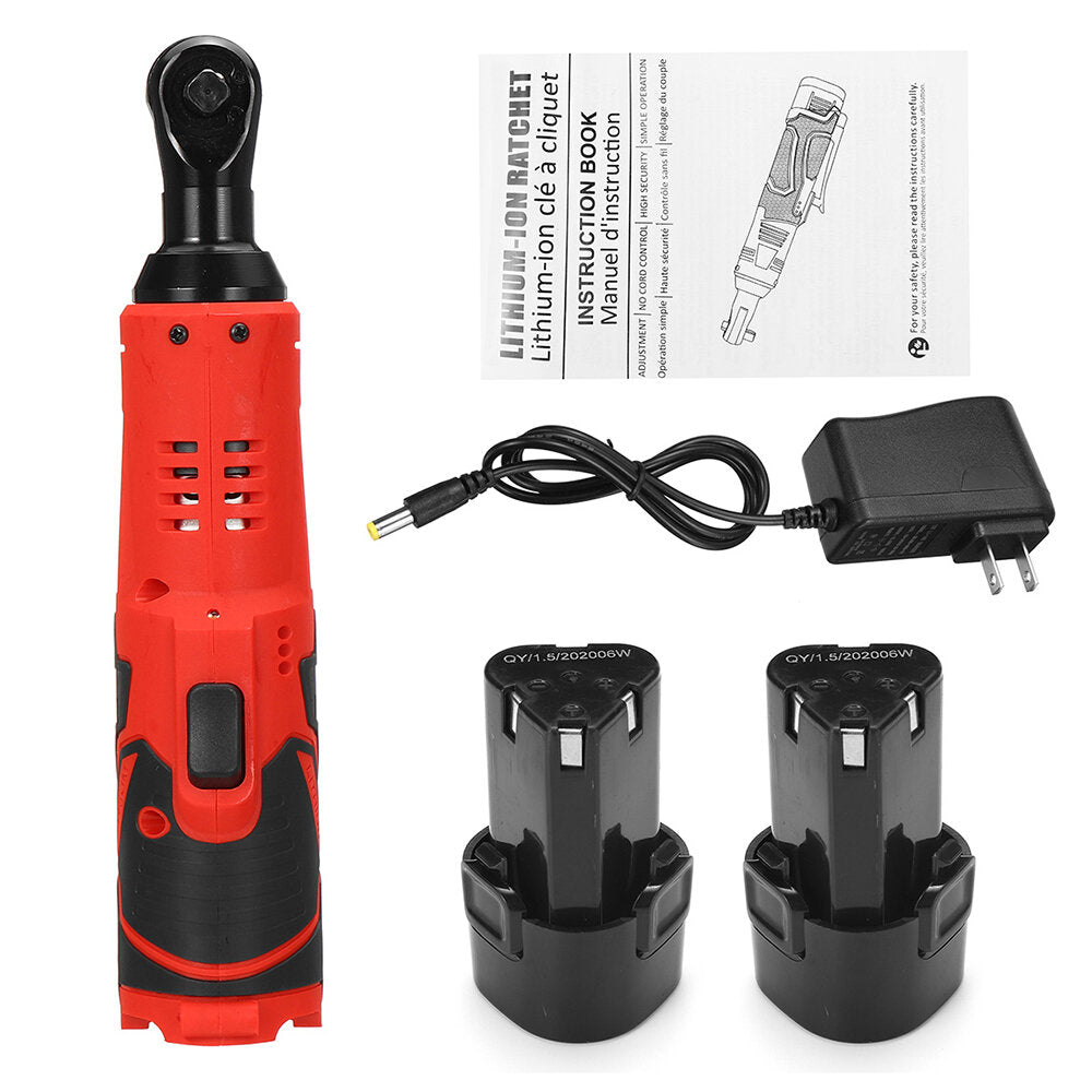 12V 4000mAh Electric Ratchet Wrench With LED Light 90 Angle Wrench Tool W/ 1/2pcs Battery