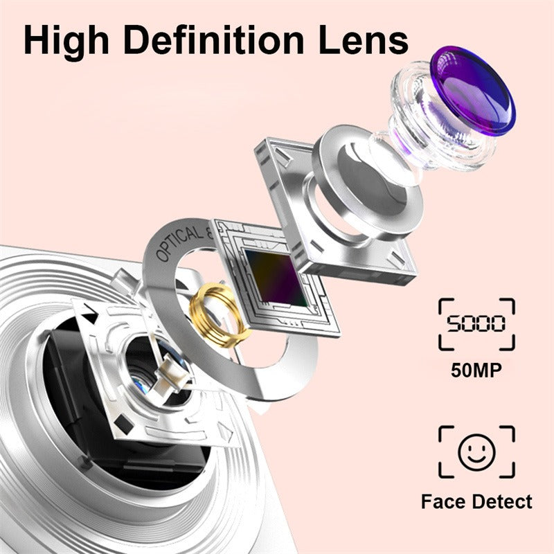 4K 50MP Digital Camera Video Camcorder 2.88" IPS Screen AF 8X Zoom 750mAh Portable Mirrorless Camera