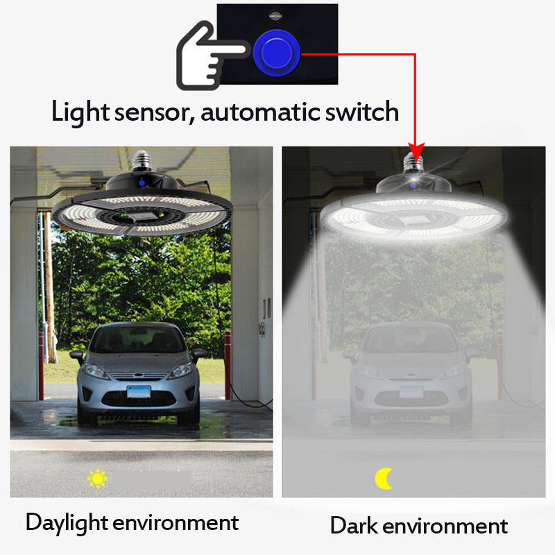 E27 Light Sensor LED Bulb  Deformable Folding Garage Lamp Warm White Indoor Outdoor Lighting AC220V