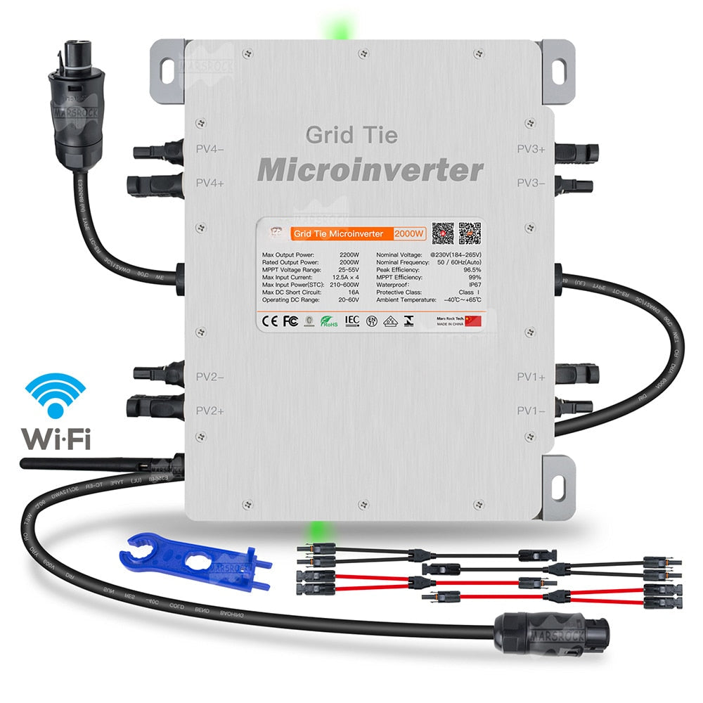 Waterproof WiFi 2000W Solar Micro Inverter With Limiter 20-60V DC To 184-265VAC MPPT IP67