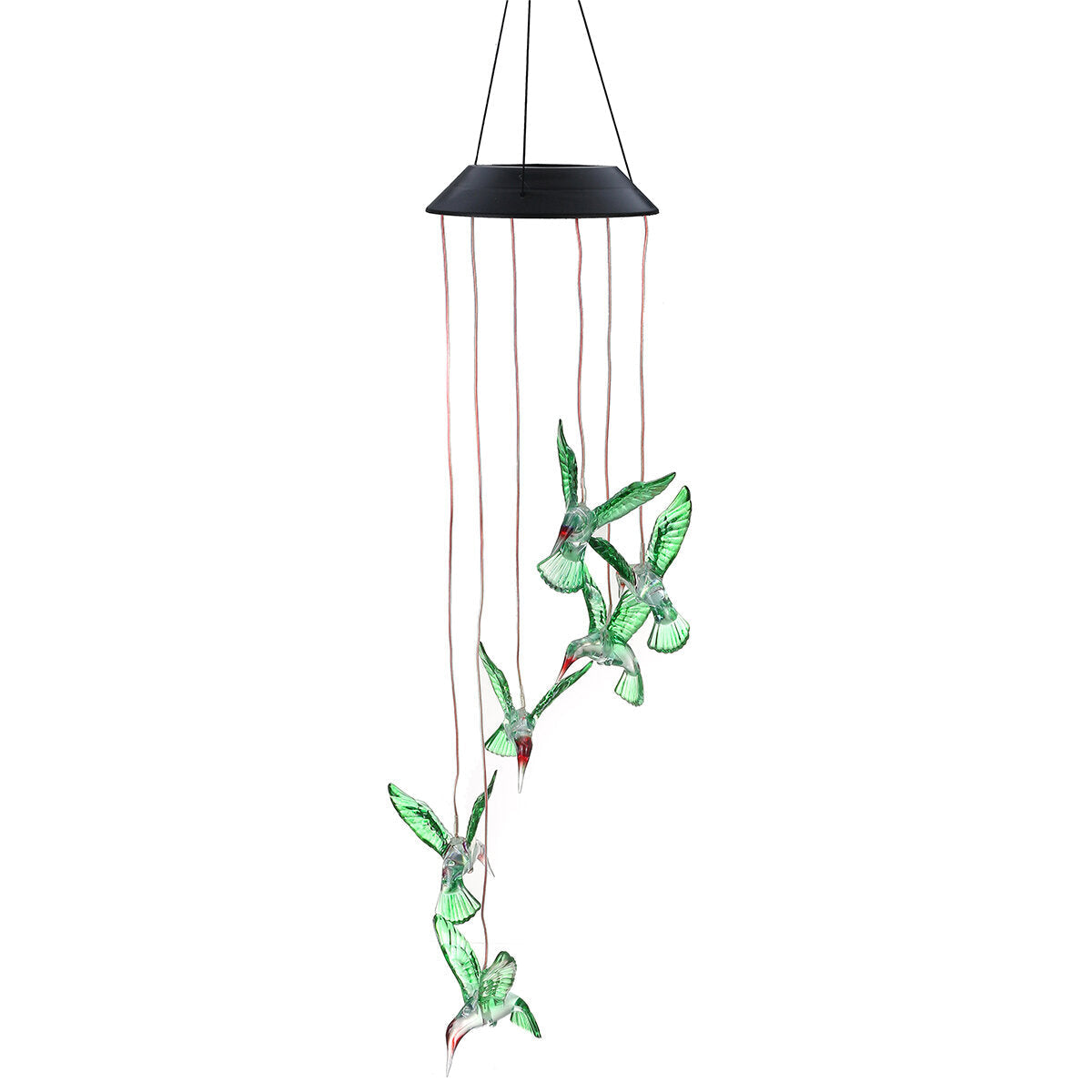 Color Changing LED Solar Power Lamp Hummingbird Wind Chime Light Hanging Decor