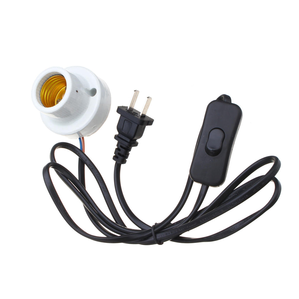 E27 Straight Mouth Reptile Ceramic Heat Lampholder Bulb Adapter with Switch AC110-240V