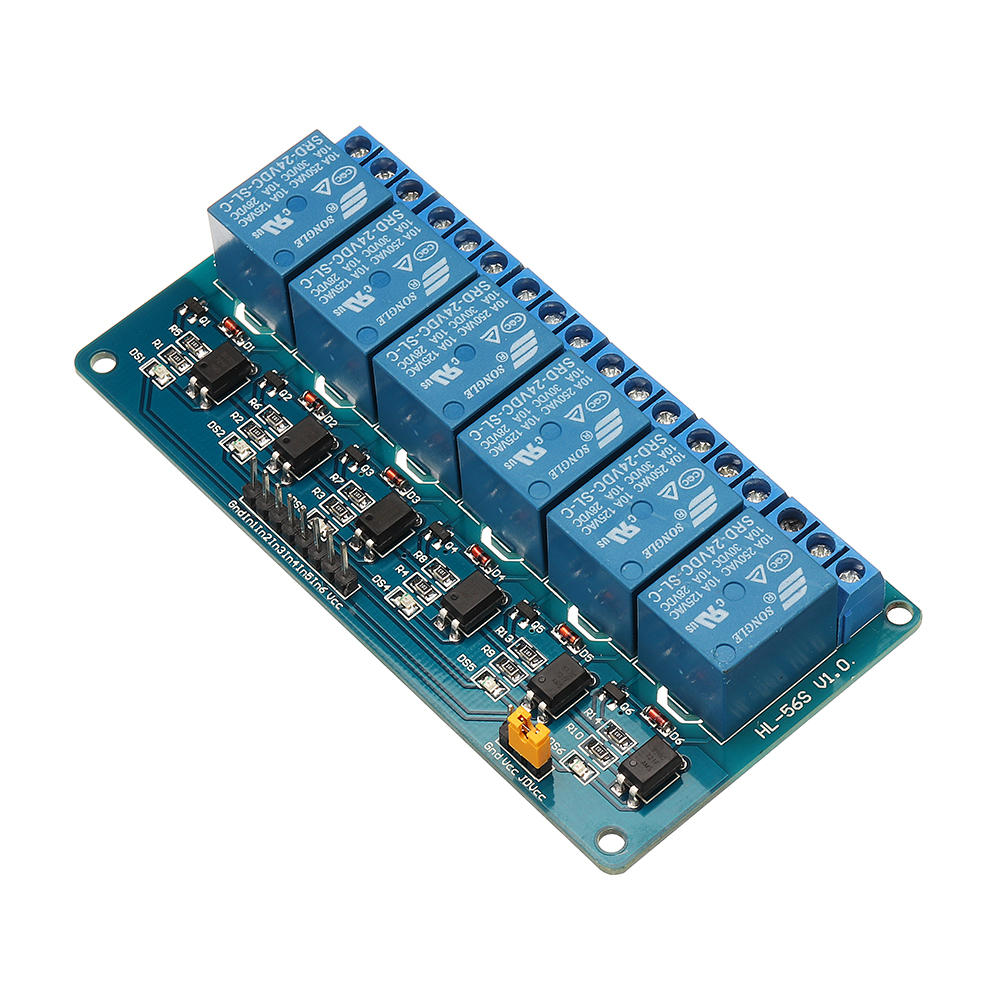 6 Channel 24V Relay Module Low Level Trigger With Optocoupler Isolation