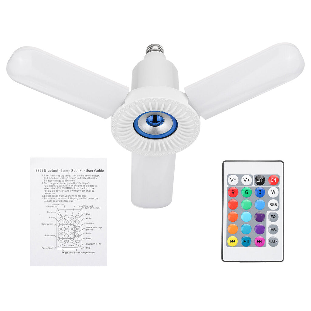 AC85-265V E27 36W LED Light with bluetooth Speaker Remote Control Color Change Lighting Folding Lights
