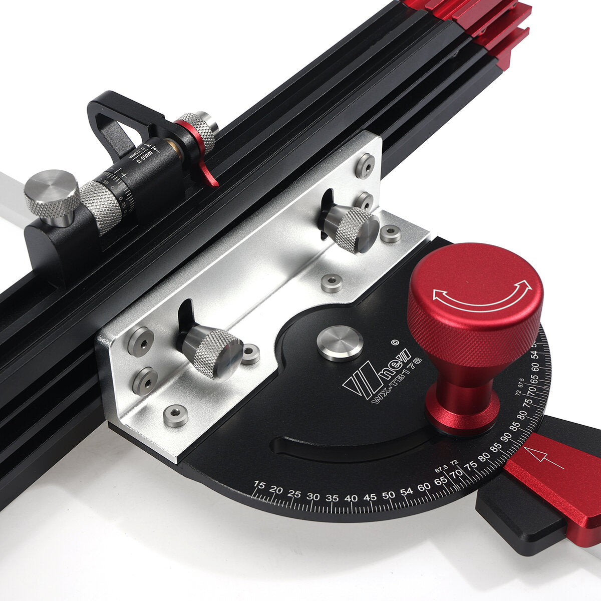 Adjustable Woodworking Tool with Laser Scale, Ergonomic Design, 15-90° Angles, Safe Push Handle, Compatible with Saws & Carvers