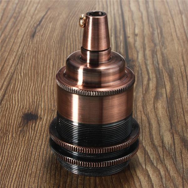 E27/E26 Copper Retro Edison Light Lamp Bulb Holder Socket Shade Rings Cord Grip