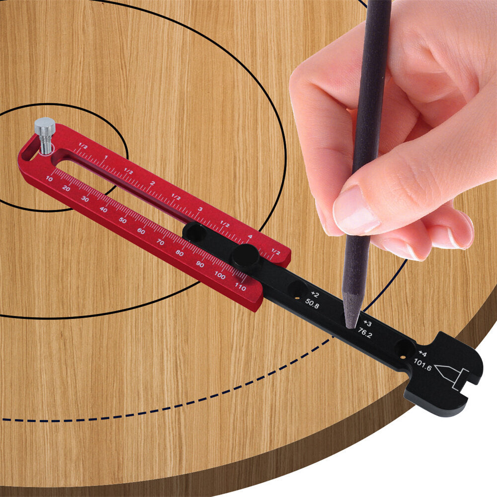 Carpentry Marking Ruler - Durable Aluminum Alloy, Metric & Imperial Measurements, Precision Woodworking Tool, 200x108mm