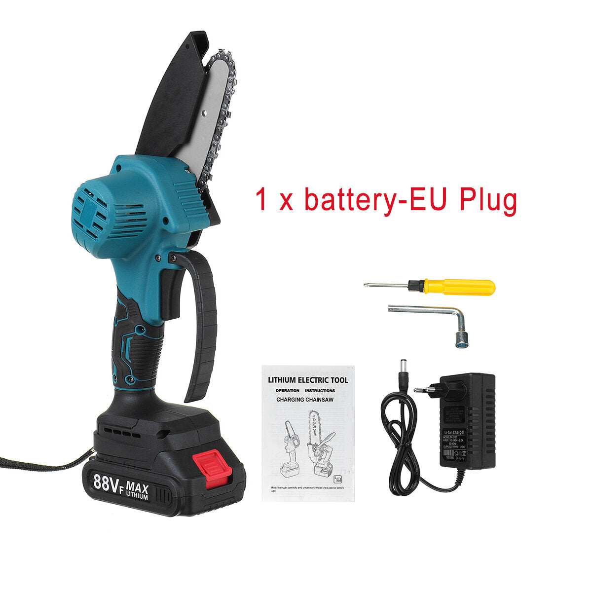 4" 88VF Cordless Electric Chainsaw Rechargeable Woodworking Saw Wood Cutter