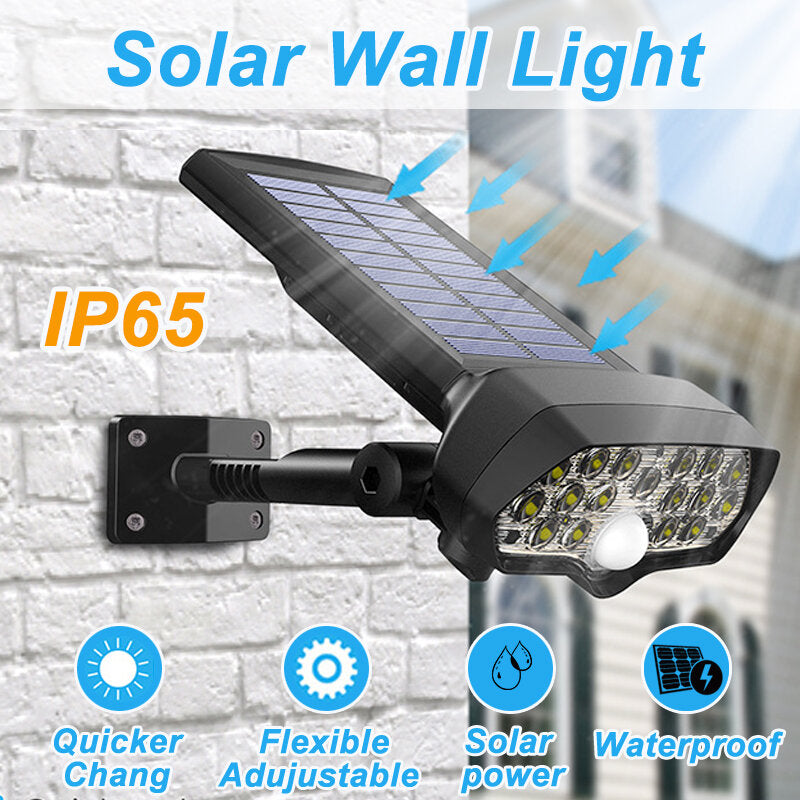 30W 16LED Solar Panel Street Light PIR Motion Sensor 360 Diming Outdoor Wall Lamp for Garden Road Pathway
