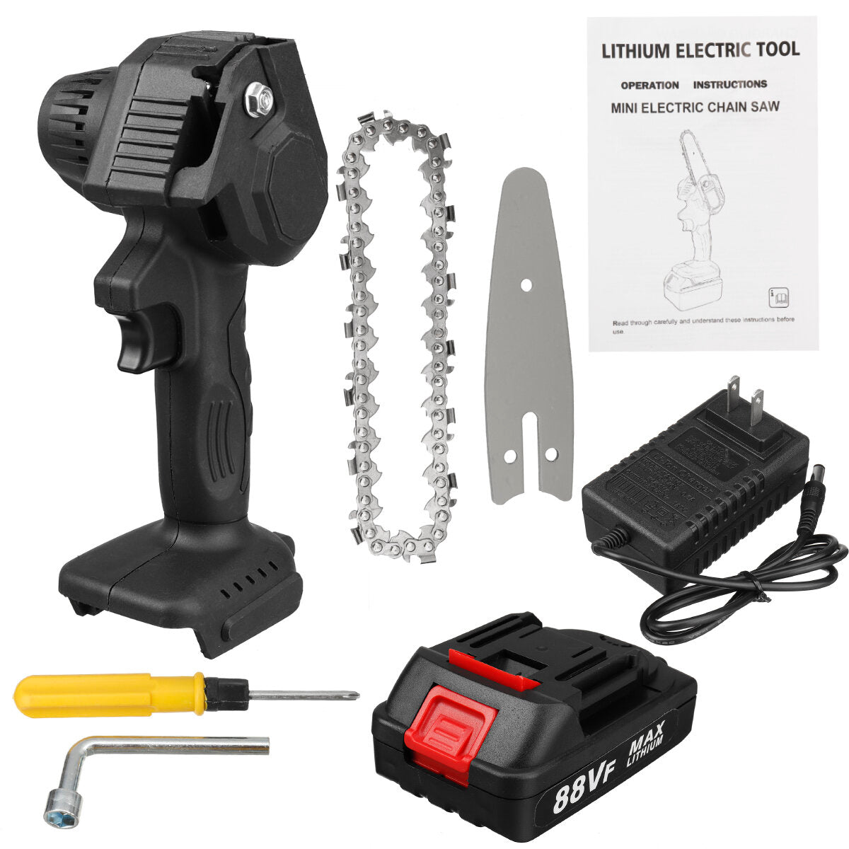 88VF 4 Inch Electric Chain Saw 800W One-Hand Chainsaw Rechargeable Logging Saws
