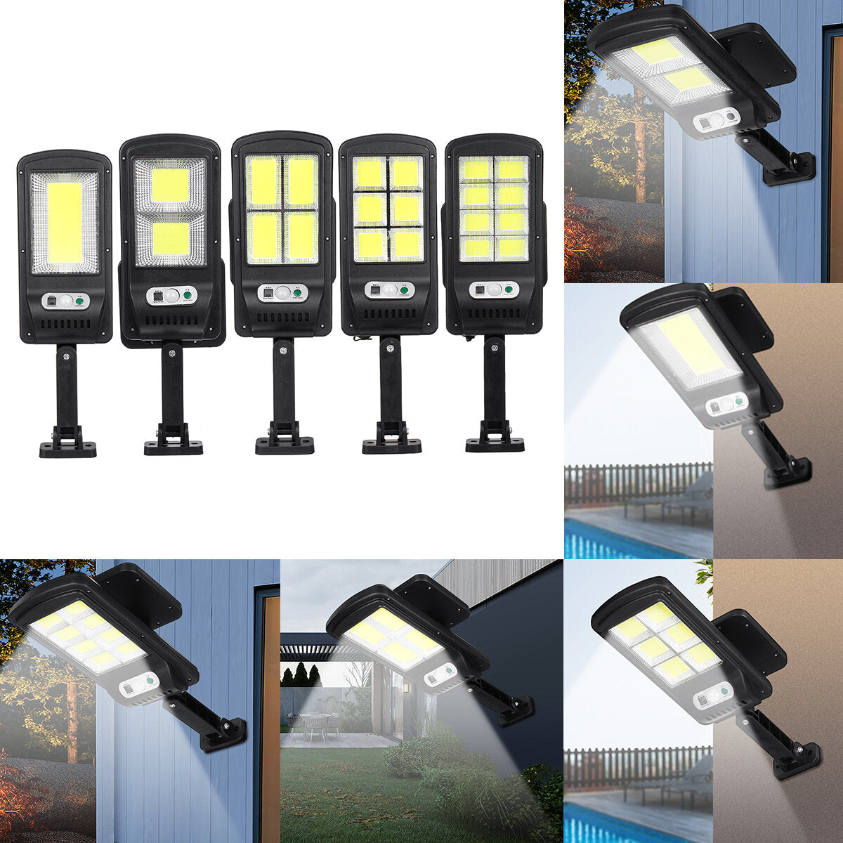 LED COB Solar Wall Light Garden Security Street Lamp PIR Motion Sensor + Remote