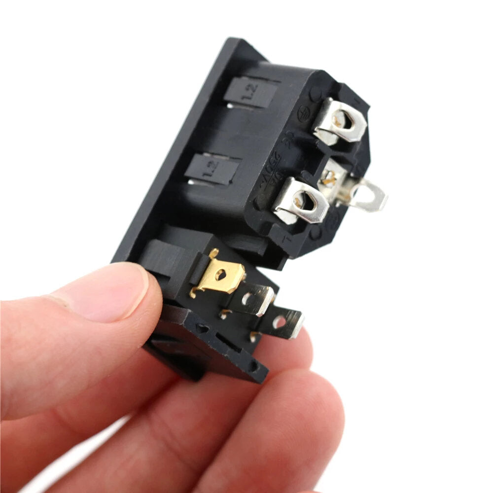 AC 10A 250V 3Pins Rocker Switch Power Socket Fused IEC 320 C14 Inlet Fuse Switch Connectors Plug Connectors