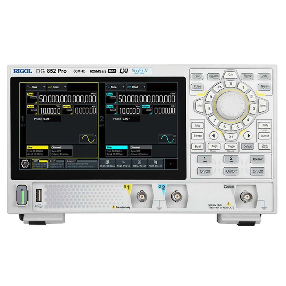 Function Arbitrary Waveform Generator 50MHz 2CH 625MSa/s High Accuracy Portable Design with 7 inch Touch Screen Low Jitter Rich Modulation for Communication Motor Control