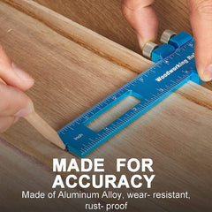 Aluminum Ruler Set - 15/20/30cm Precision Woodworking Rulers with Slide Stop, Rust-Proof & Portable for Accurate Measurements