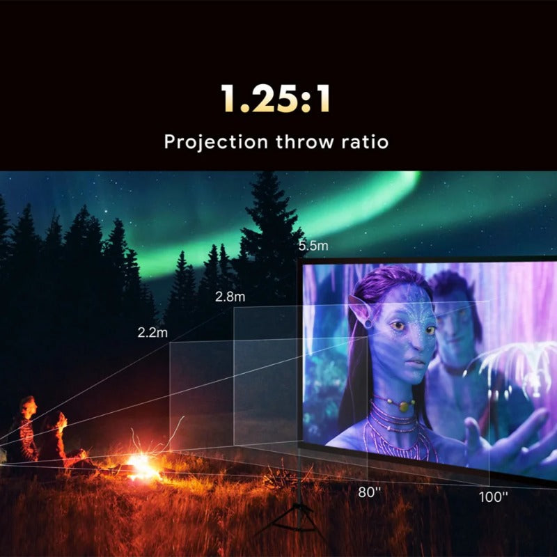 Portable Bluetooth Projector with Android OS, Wi-Fi 6, 350 ANSI Lumens, Auto-Focus, 270� Rotation, Netflix & YouTube, EU Plug