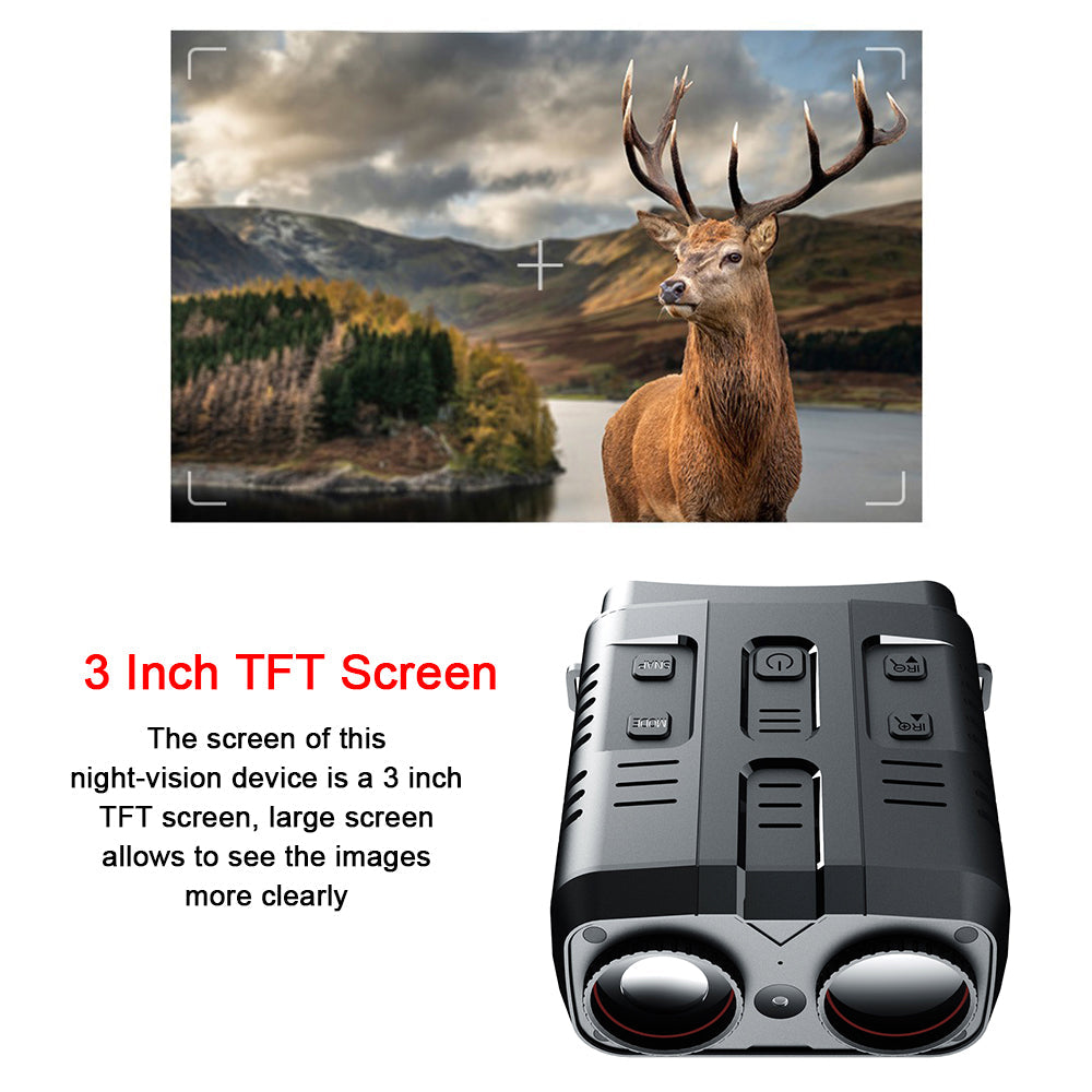 1080P Night Vision Binoculars, 5X Zoom, Rechargeable, IP54 Waterproof, 300M Range, Dual Use for Hunting & Camping