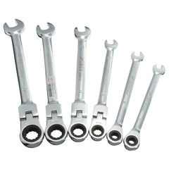 Flexible Pivoting Head Ratchet Combination Spanner Wrench Garage Metric Tool 6 Size
