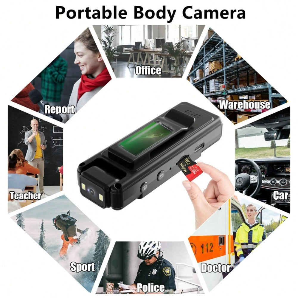 1080P Outdoor Action Camera with 1.3" LCD, Night Vision, WiFi, 128GB Card, Mini Wearable Video Recorder