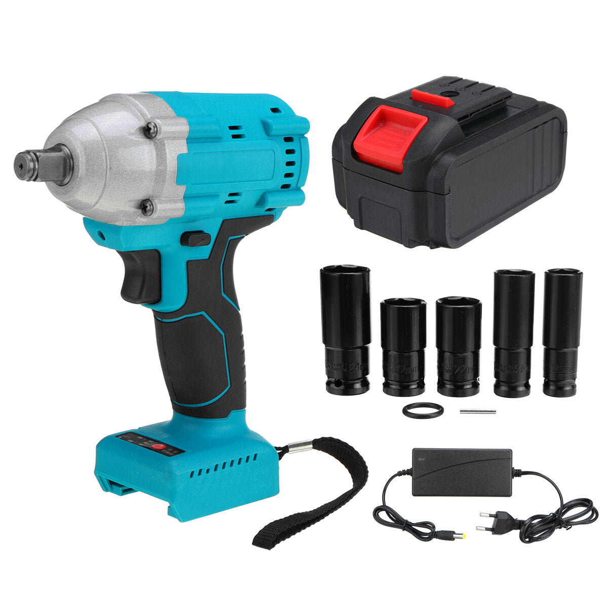 21V 520N.m Electric Cordless Impact Wrench 1/2" Brushless Driver Drill 5pcs Sockets Also Adapted To Makita Battery