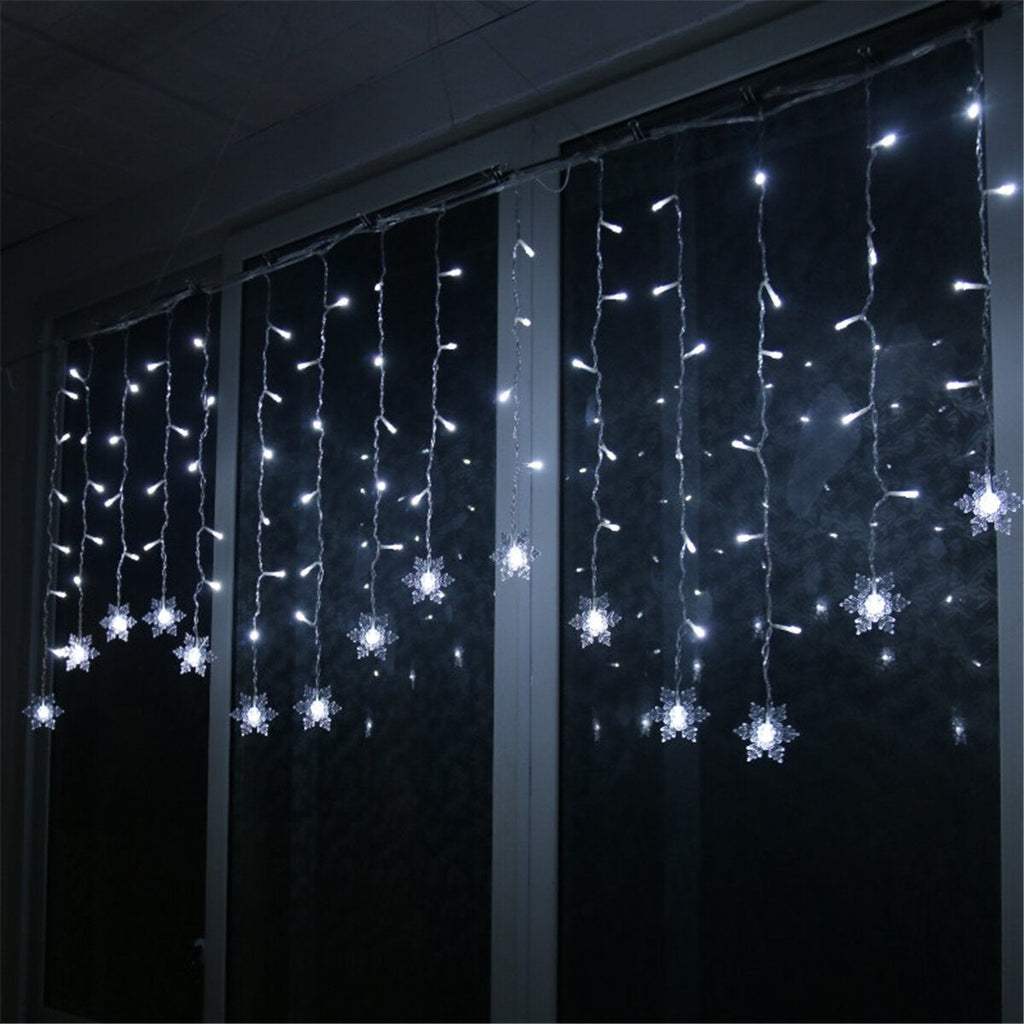 96 LED Snowflake String Curtain Window Lights Colorful Wedding Lamp 8 Modes