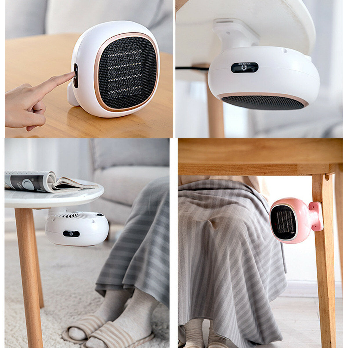 Compact Wall-Mounted Electric Space Heater Fan - 2 Gear PTC Ceramic Warmer for Home & Office