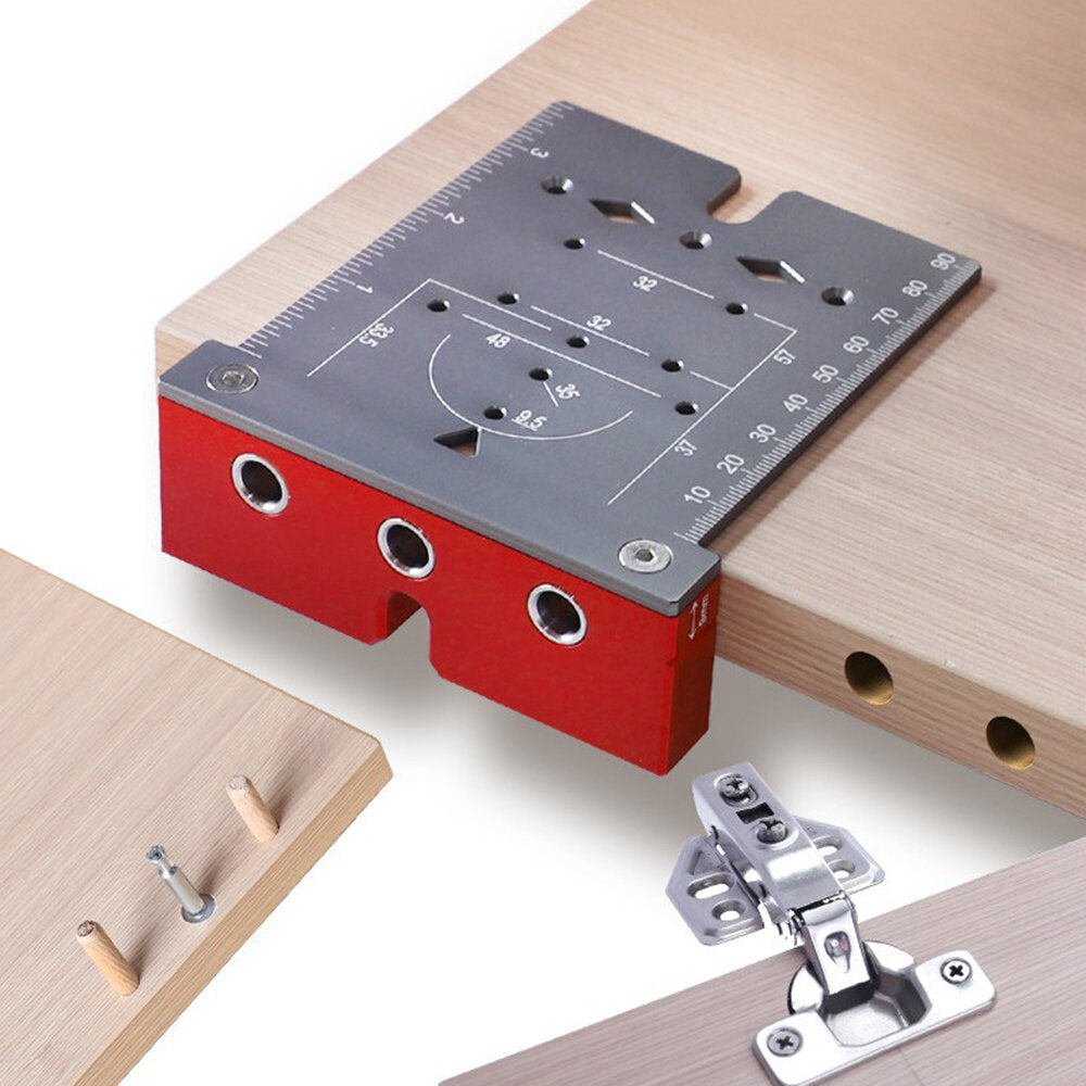 3-in-1 Punch Locator Board for Marking, Positioning & Line-Drawing - Durable Aluminum Alloy, Portable for Woodworking