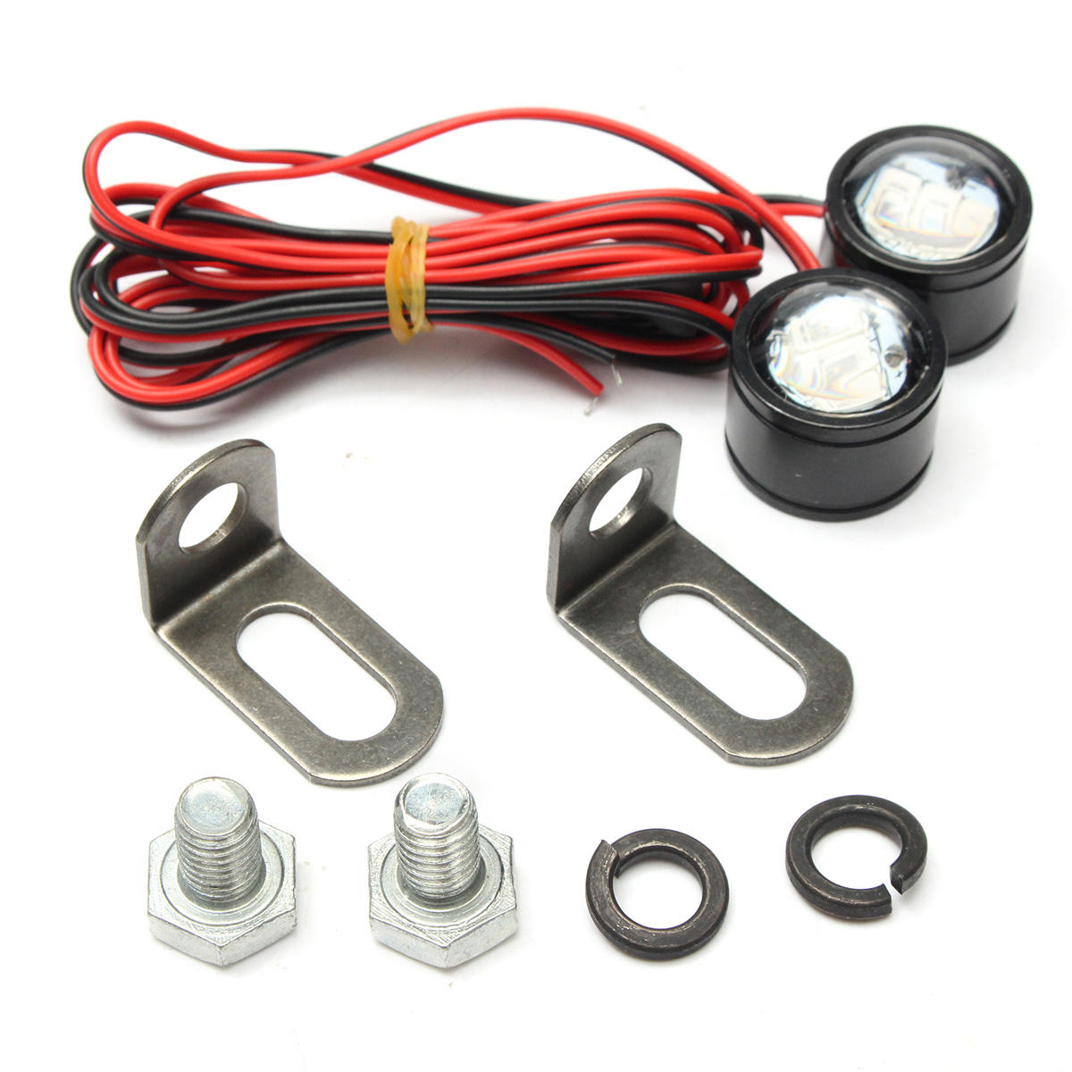 Pair 12V Motorcycle Mirror Mount Eagle Eye LED Flash Strobe Backup DRL Lights Lamp