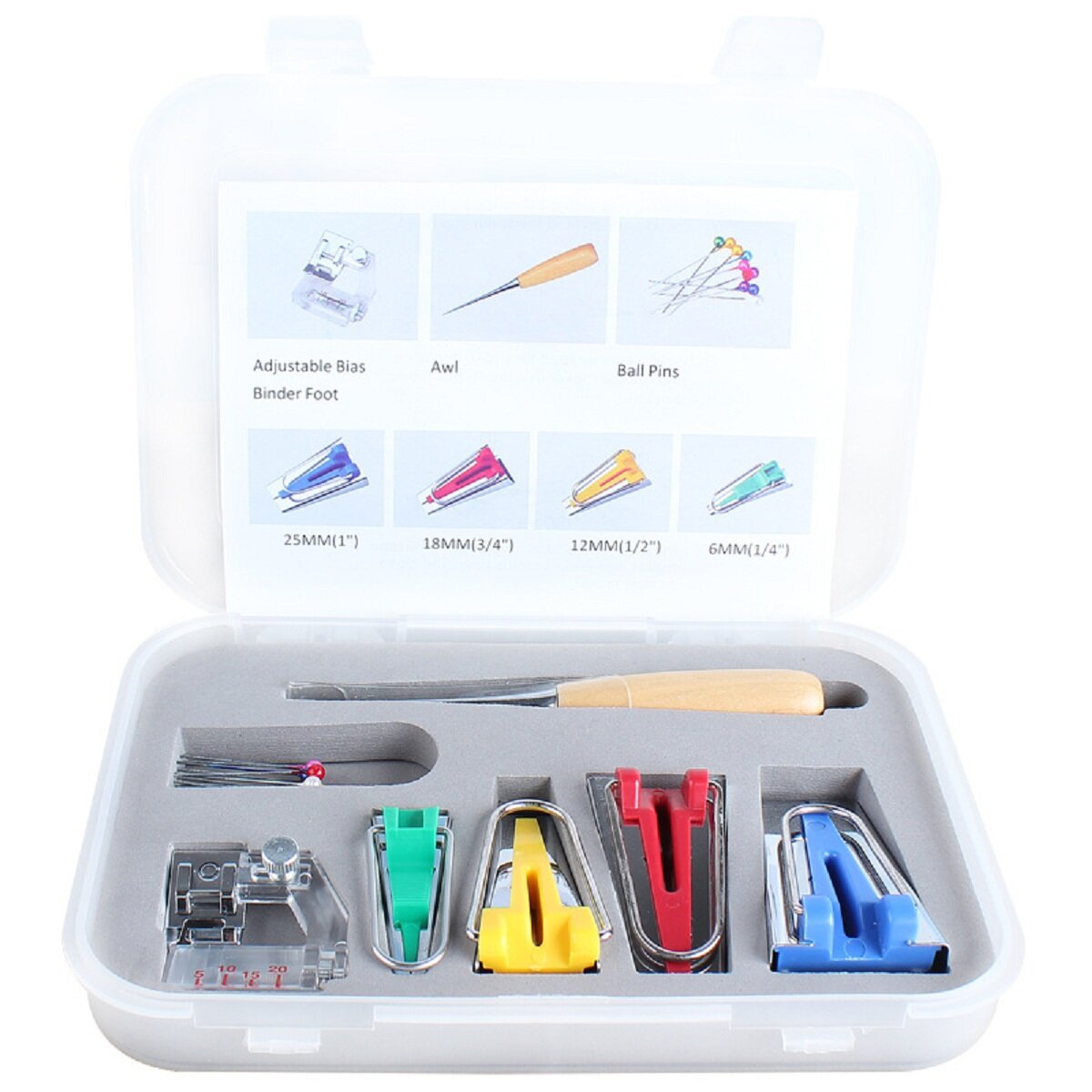 Sewing Tape Maker Kits 4 Sizes 6MM 12MM 18MM 25MM Household DIY Fabric Patchwork Sewing Accessories