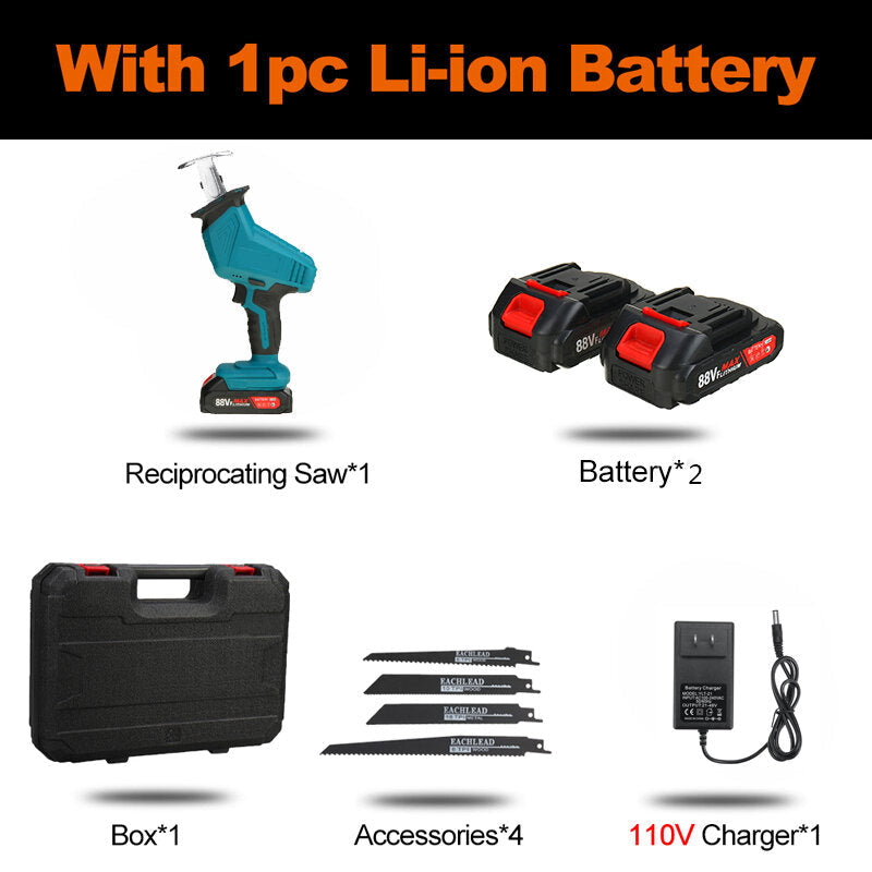 88VF Electric Reciprocating Saw Variable Speed Metal Wood Cutting Tool W/ 4pcs Blades & Plastic Case