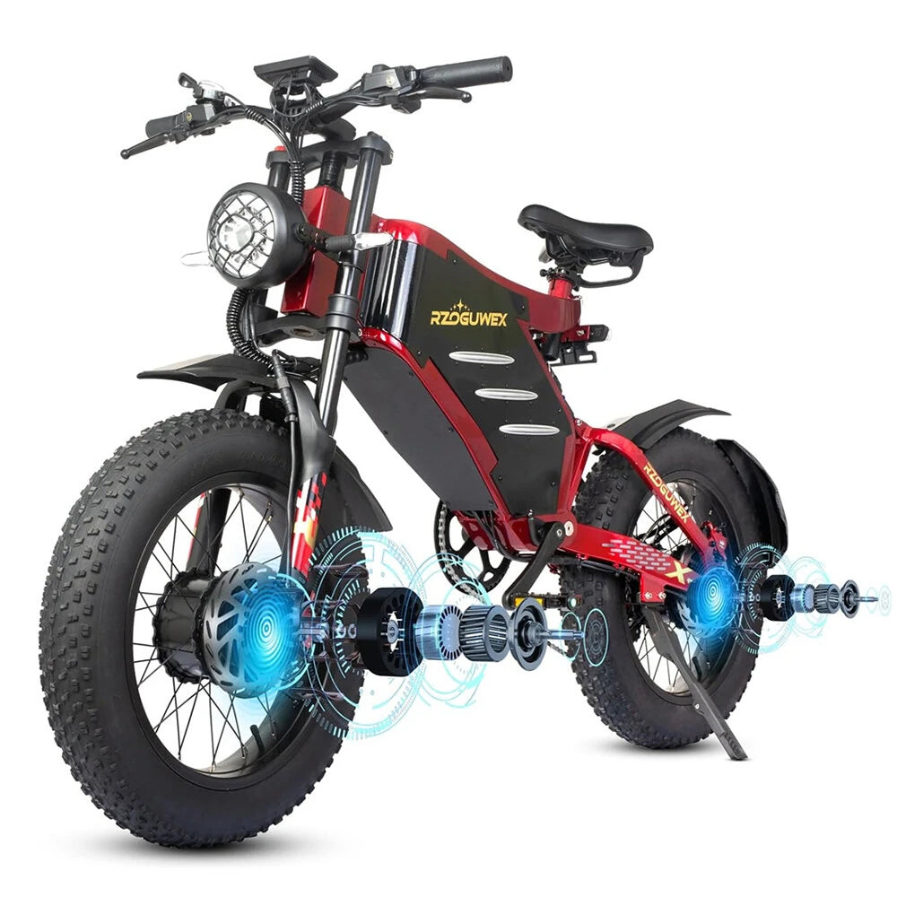 Electric Bike 48V 30AH Battery 1000W*2 Dual Motors Recommended Top Speed 25KM/H 20*4.0inch Tires 90KM Max Mileage 200KG Max Load Electric Bicycle