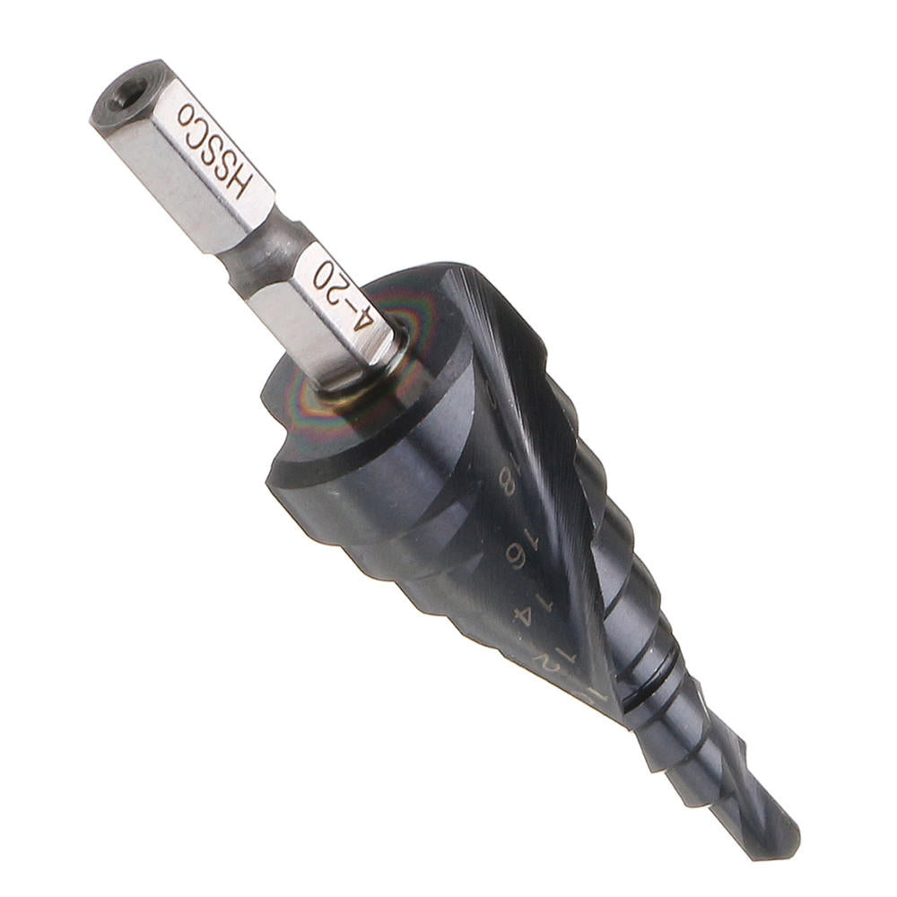 M35 Cobalt Step Drill Bit 3-12/4-12/4-20mm TiAlN Coated Step Drill 1/4 Inch Hex Shank