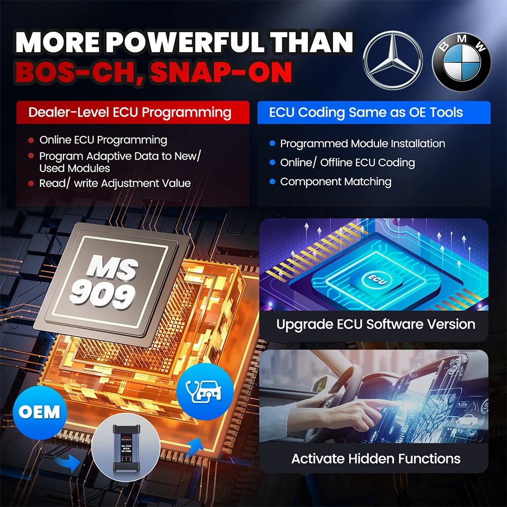 Car Diagnostic Scanner, ECU Programming, 3000+ Active Tests, 40+ Reset Services, OEM Diagnostics, CAN FD & DoIP