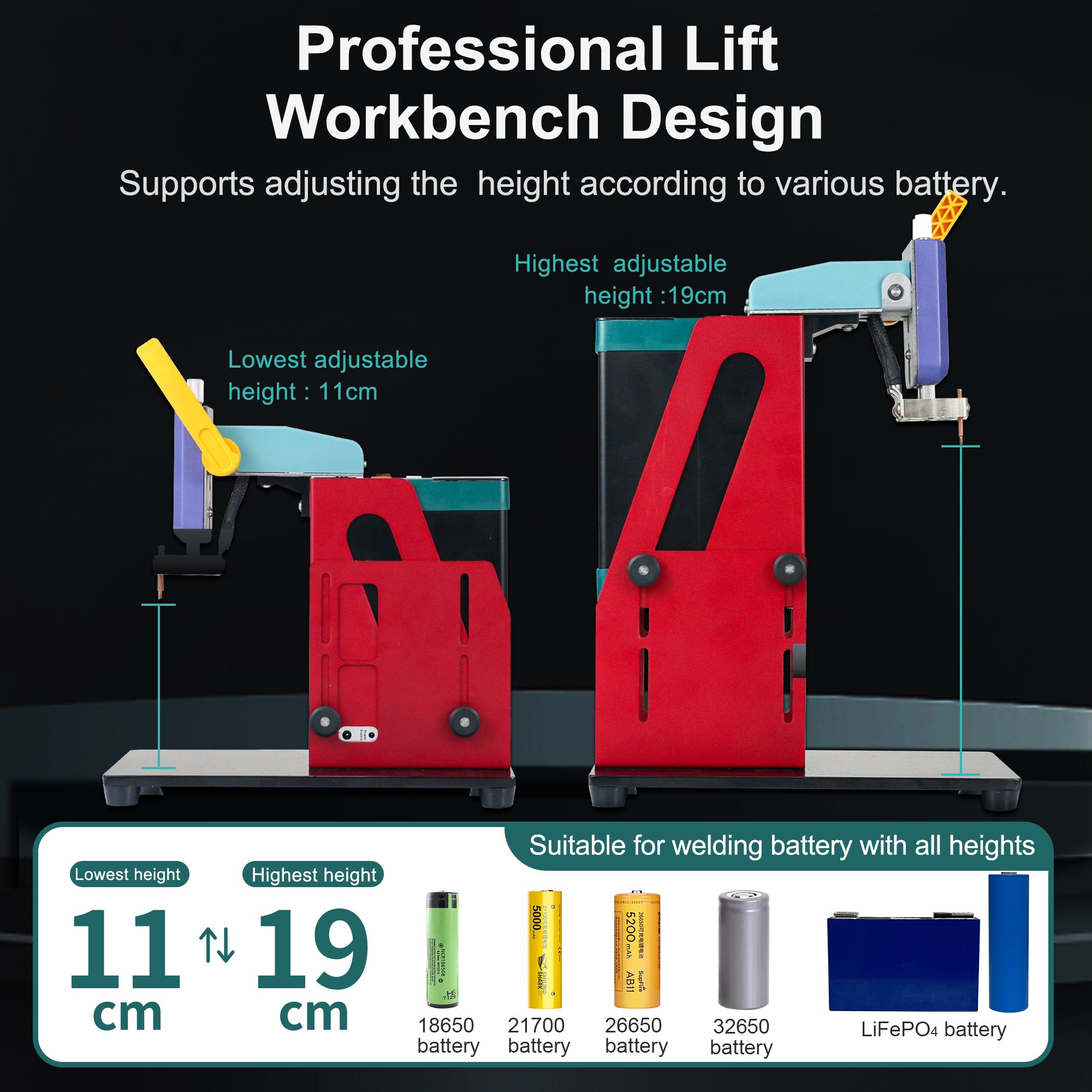 Glitter 801H+ Pulse Spot Welder Workstation 24KW 4000A Lithium Battery Welding Machine With Rocker Arm Adjustable Lift Table